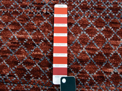 Modern / Contemporary hand-knotted wool rug in Red, 9'9" x 14' — SKU O079027 (view 7)