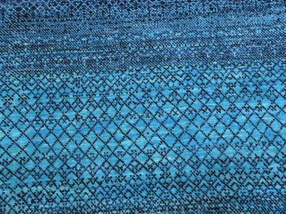 Blue 10'0" x 14'1" Modern and Contemporary Hand knotted Wool Rug - Sku: O079038