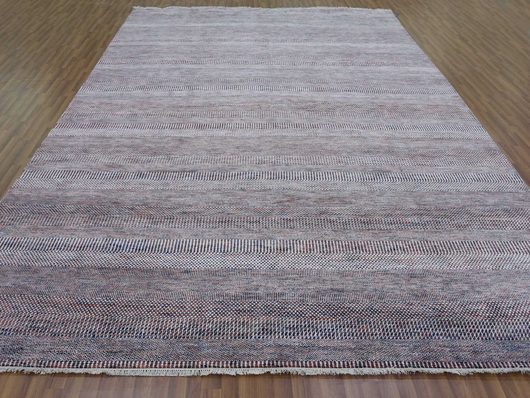 Gabbeh Modern / Contemporary hand-knotted wool/silk rug in Red, 10'1" x 14' — SKU O079112 (view 2)