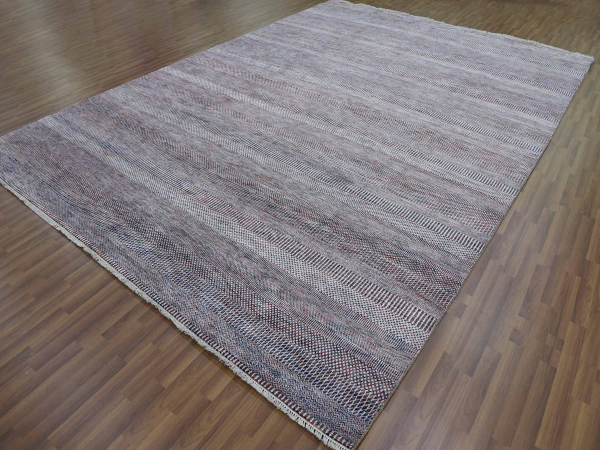 Gabbeh Modern / Contemporary hand-knotted wool/silk rug in Red, 10'1" x 14' — SKU O079112 (view 3)