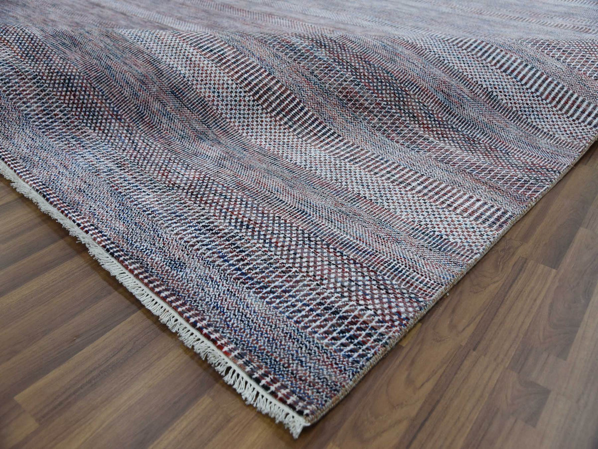 Gabbeh Modern / Contemporary hand-knotted wool/silk rug in Red, 10'1" x 14' — SKU O079112 (view 6)