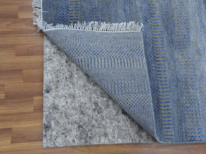Blue 6'1" x 9'1" Modern and Contemporary Hand knotted Wool/Silk Rug - Sku: O079122