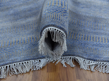 Blue 6'1" x 9'1" Modern and Contemporary Hand knotted Wool/Silk Rug - Sku: O079122