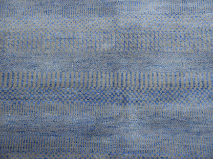 Blue 6'1" x 9'1" Modern and Contemporary Hand knotted Wool/Silk Rug - Sku: O079122