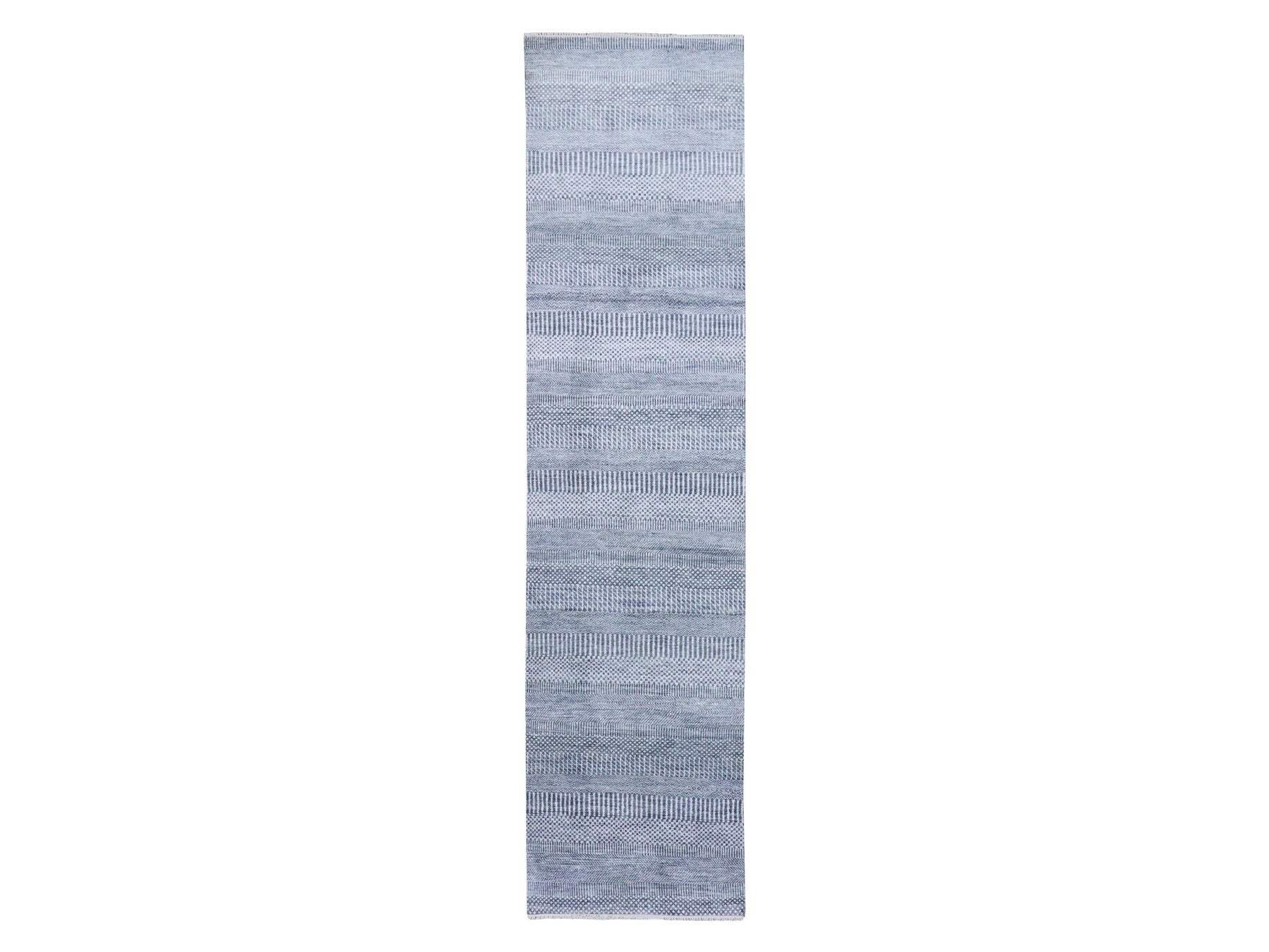 Gabbeh Modern / Contemporary hand-knotted wool/silk runner in Gray, 2'6" x 10'2" — SKU O079130