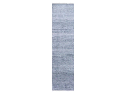 Gabbeh Modern / Contemporary hand-knotted wool/silk runner in Gray, 2'6" x 10'2" — SKU O079130