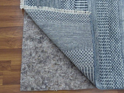 Gabbeh Modern / Contemporary hand-knotted wool/silk runner in Gray, 2'6" x 10'2" — SKU O079130 (view 3)