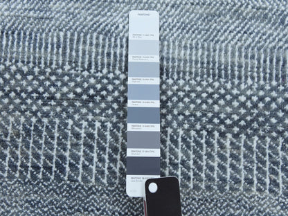 Gabbeh Modern / Contemporary hand-knotted wool/silk runner in Gray, 2'6" x 10'2" — SKU O079130 (view 4)