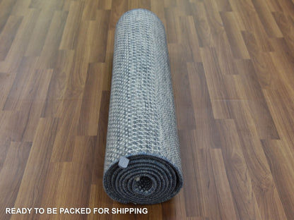 Gabbeh Modern / Contemporary hand-knotted wool/silk runner in Gray, 2'6" x 10'2" — SKU O079130 (view 5)