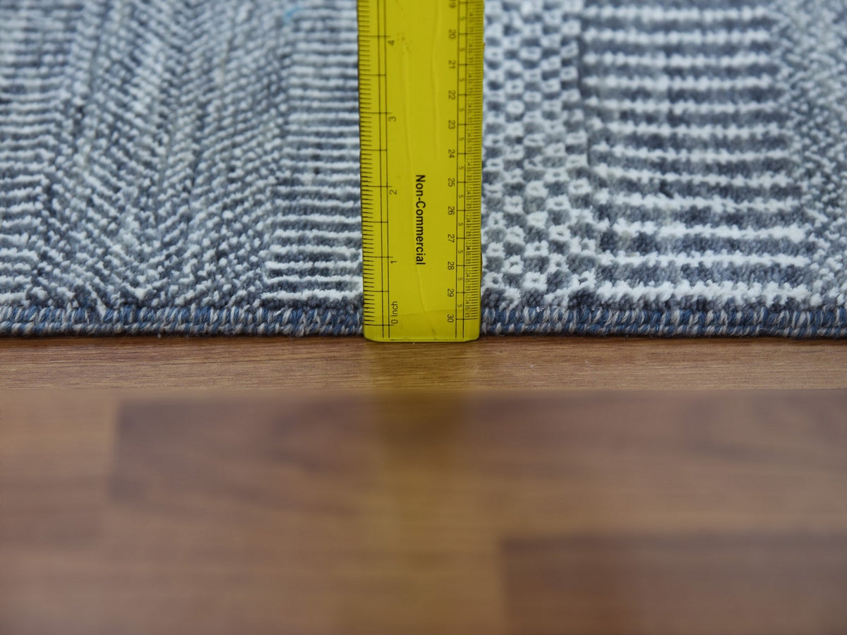 Gabbeh Modern / Contemporary hand-knotted wool/silk runner in Gray, 2'6" x 10'2" — SKU O079130 (view 6)