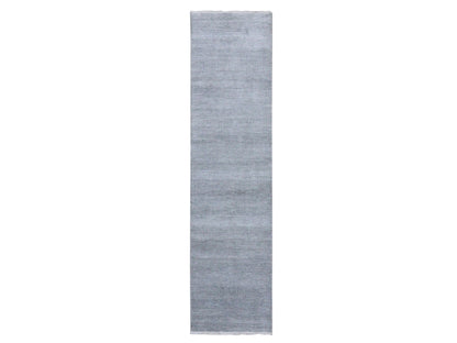 Gabbeh Modern / Contemporary hand-knotted wool/silk runner in Gray, 2'6" x 10' — SKU O079134