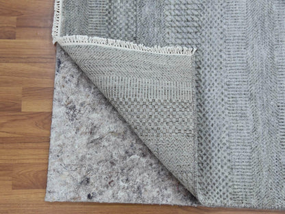 Gabbeh Modern / Contemporary hand-knotted wool/silk runner in Gray, 2'6" x 10' — SKU O079134 (view 3)