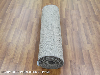 Gabbeh Modern / Contemporary hand-knotted wool/silk runner in Gray, 2'6" x 10' — SKU O079134 (view 5)