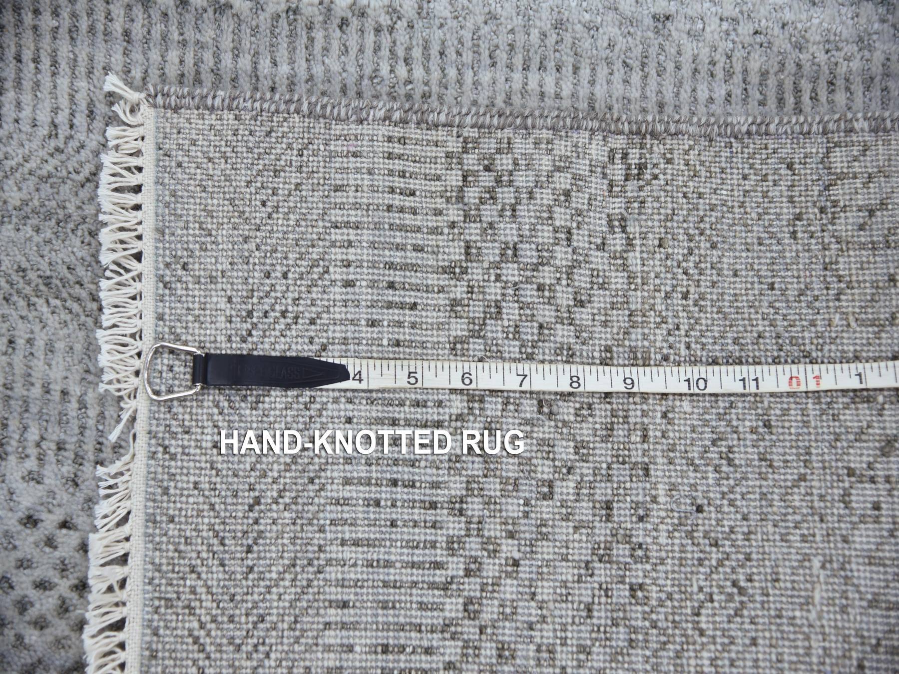 Gabbeh Modern / Contemporary hand-knotted wool/silk runner in Gray, 2'6" x 10' — SKU O079134 (view 7)