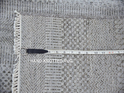 Gabbeh Modern / Contemporary hand-knotted wool/silk runner in Gray, 2'6" x 10' — SKU O079134 (view 7)