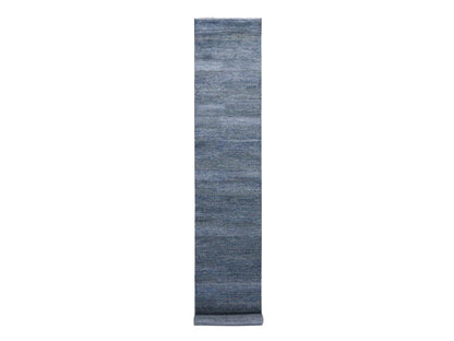 Gabbeh Modern / Contemporary hand-knotted wool/silk runner in Gray, 2'7" x 14' — SKU O079136
