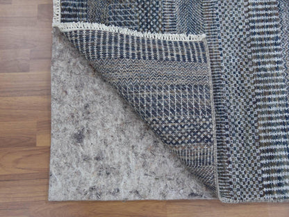 Gabbeh Modern / Contemporary hand-knotted wool/silk runner in Gray, 2'7" x 14' — SKU O079136 (view 3)