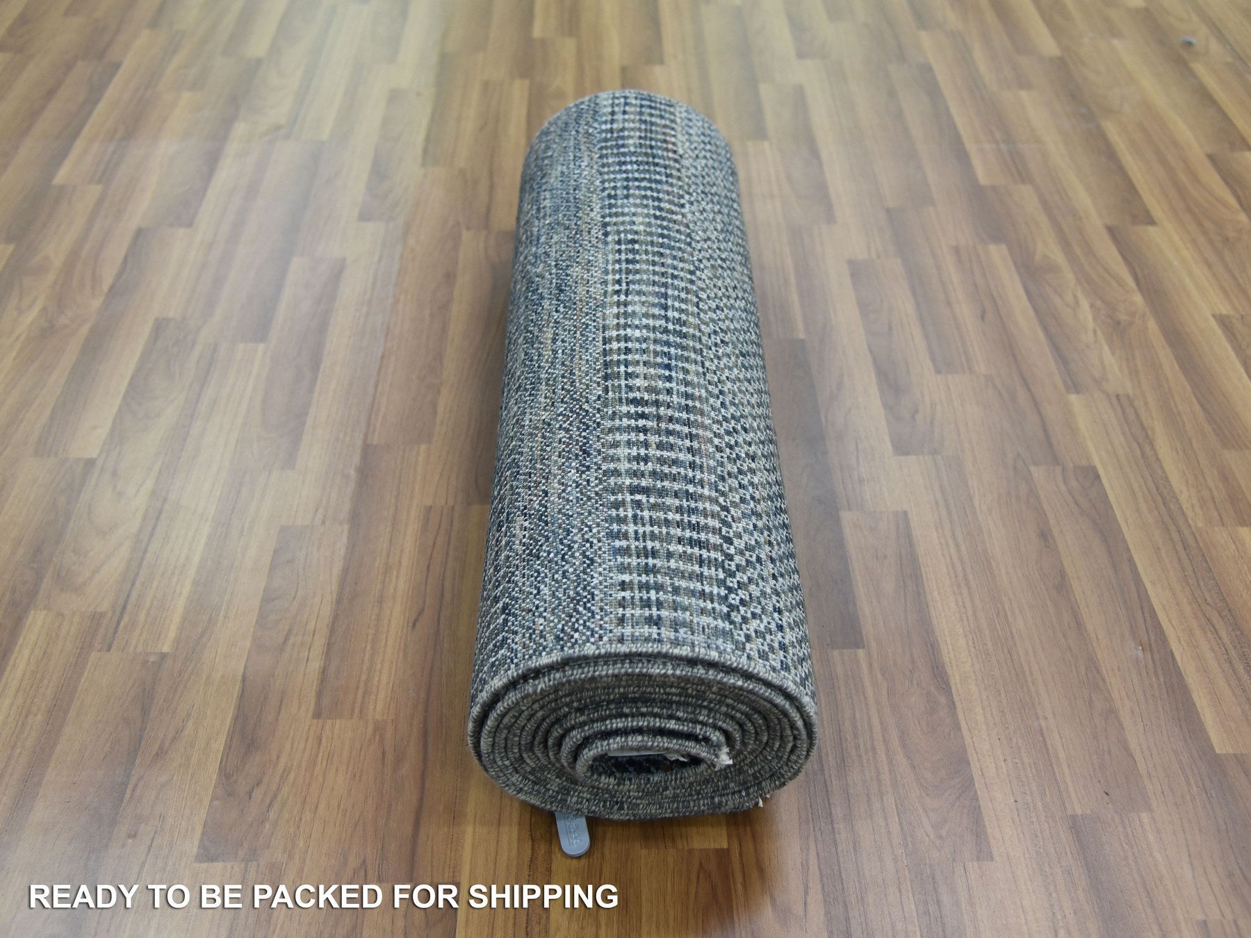 Gabbeh Modern / Contemporary hand-knotted wool/silk runner in Gray, 2'7" x 14' — SKU O079136 (view 5)