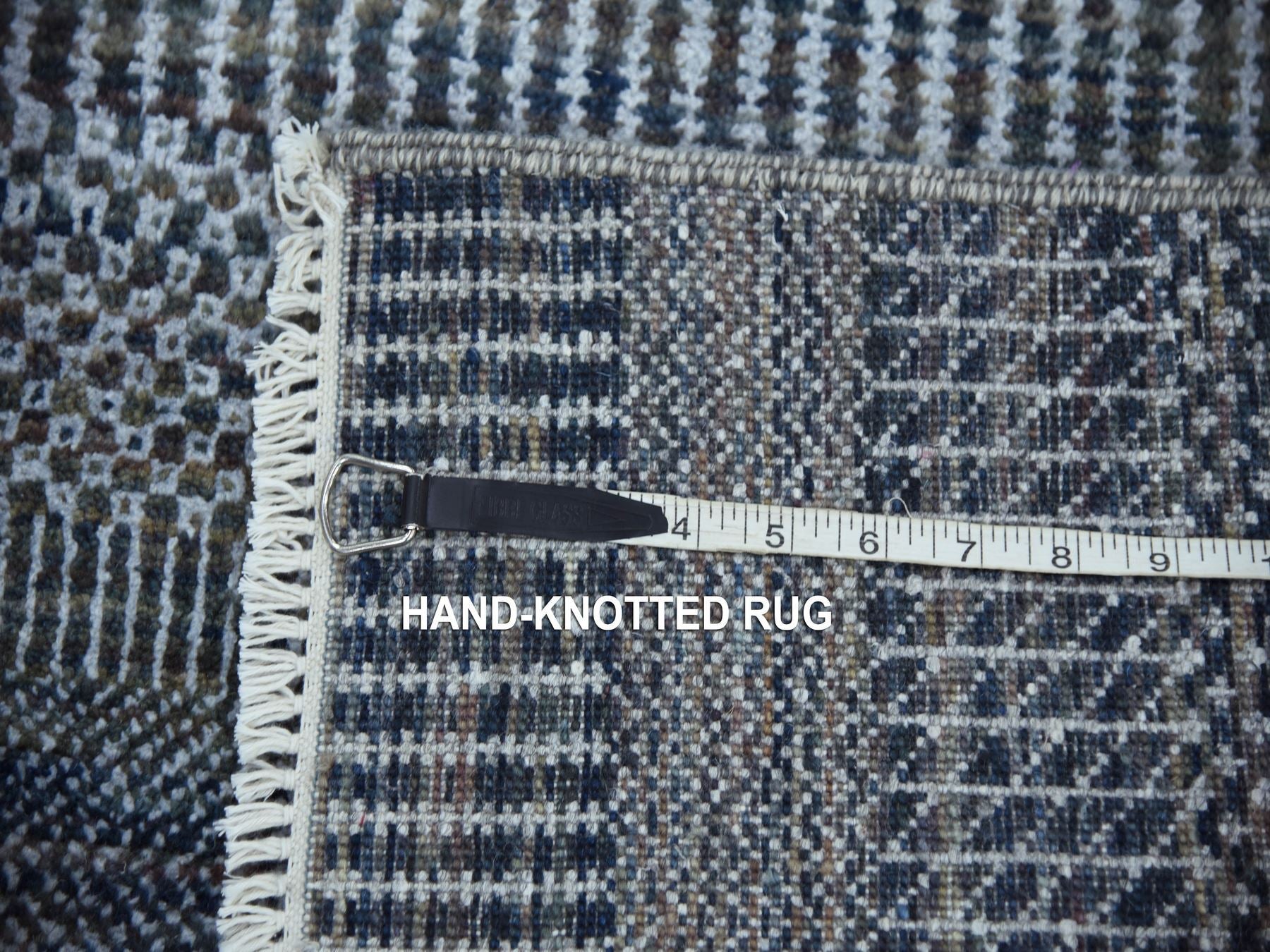 Gabbeh Modern / Contemporary hand-knotted wool/silk runner in Gray, 2'7" x 14' — SKU O079136 (view 7)