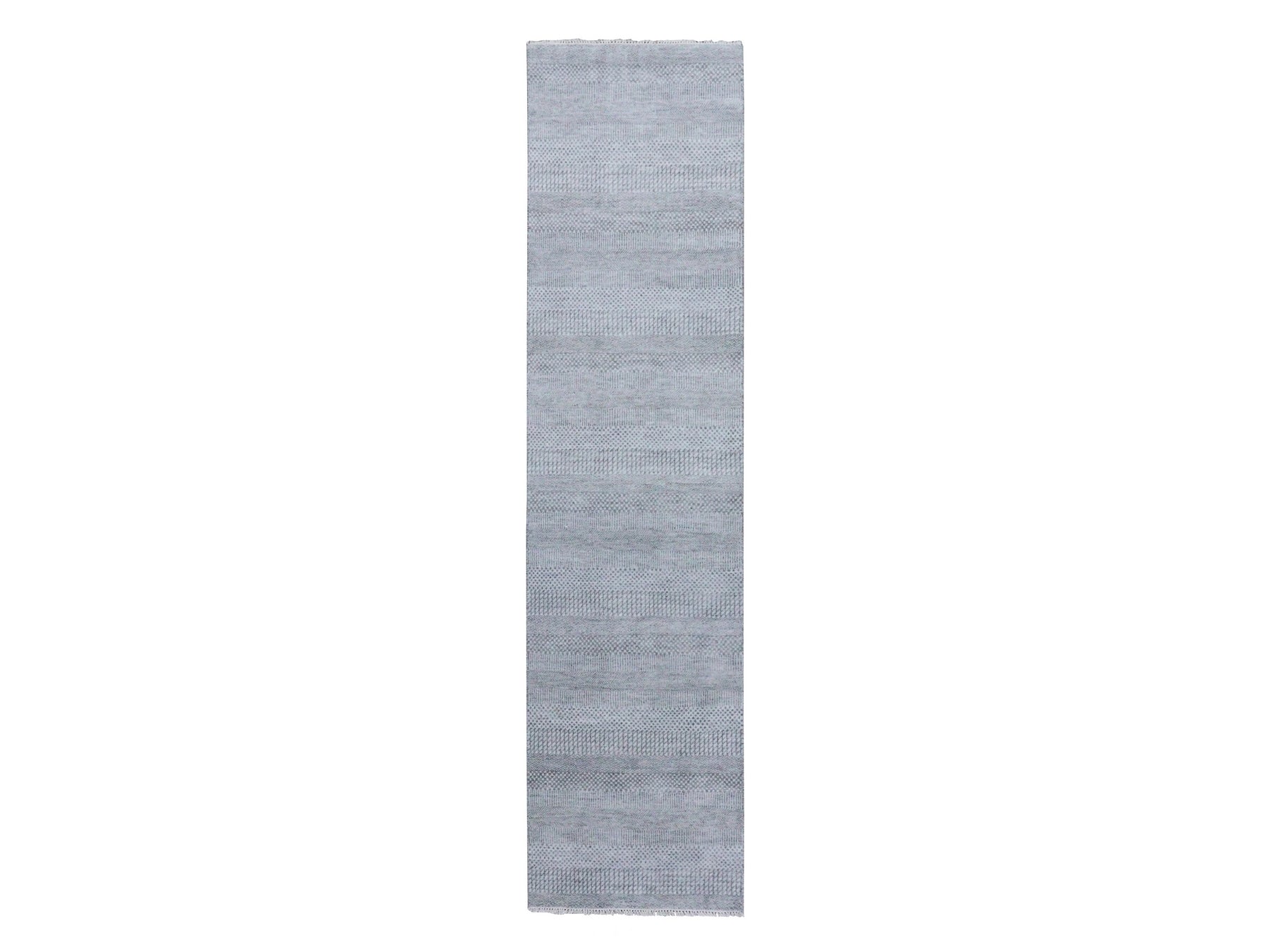 Gabbeh Modern / Contemporary hand-knotted wool/silk runner in Gray, 2'6" x 10'1" — SKU O079137