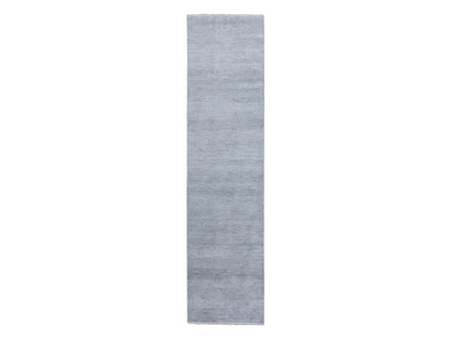 Gabbeh Modern / Contemporary hand-knotted wool/silk runner in Gray, 2'6" x 10'1" — SKU O079137