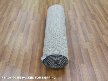 Gabbeh Modern / Contemporary hand-knotted wool/silk runner in Gray, 2'6" x 10'1" — SKU O079137 (view 5)
