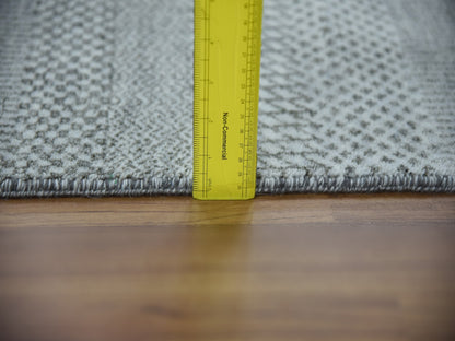 Gabbeh Modern / Contemporary hand-knotted wool/silk runner in Gray, 2'6" x 10'1" — SKU O079137 (view 6)