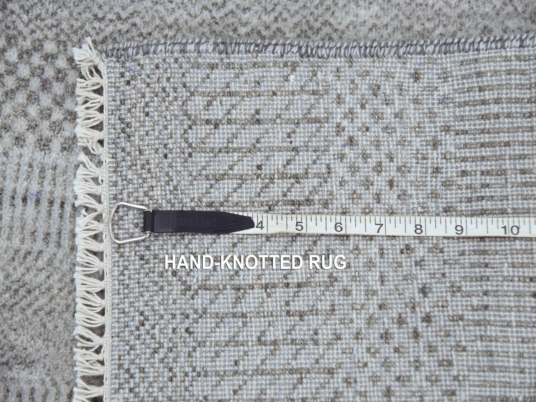 Gabbeh Modern / Contemporary hand-knotted wool/silk runner in Gray, 2'6" x 10'1" — SKU O079137 (view 7)