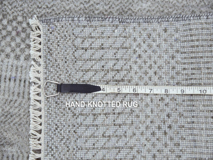 Gabbeh Modern / Contemporary hand-knotted wool/silk runner in Gray, 2'6" x 10'1" — SKU O079137 (view 7)