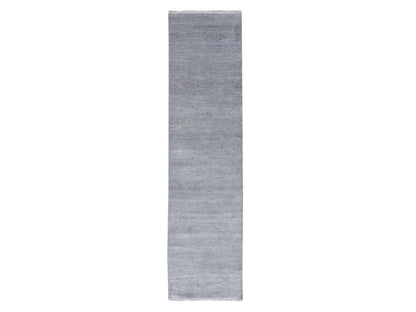 Gabbeh Modern / Contemporary hand-knotted wool/silk runner in Gray, 2'7" x 10' — SKU O079139