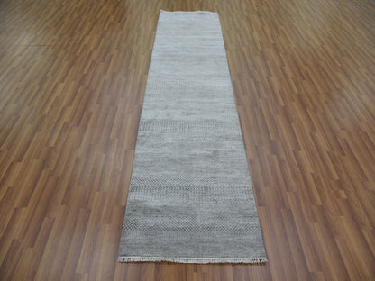 Gabbeh Modern / Contemporary hand-knotted wool/silk runner in Gray, 2'7" x 10' — SKU O079139 (view 2)