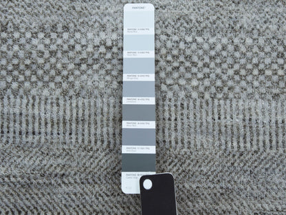 Gabbeh Modern / Contemporary hand-knotted wool/silk runner in Gray, 2'7" x 10' — SKU O079139 (view 4)