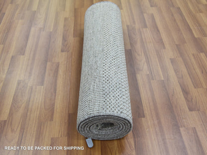 Gabbeh Modern / Contemporary hand-knotted wool/silk runner in Gray, 2'7" x 10' — SKU O079139 (view 5)