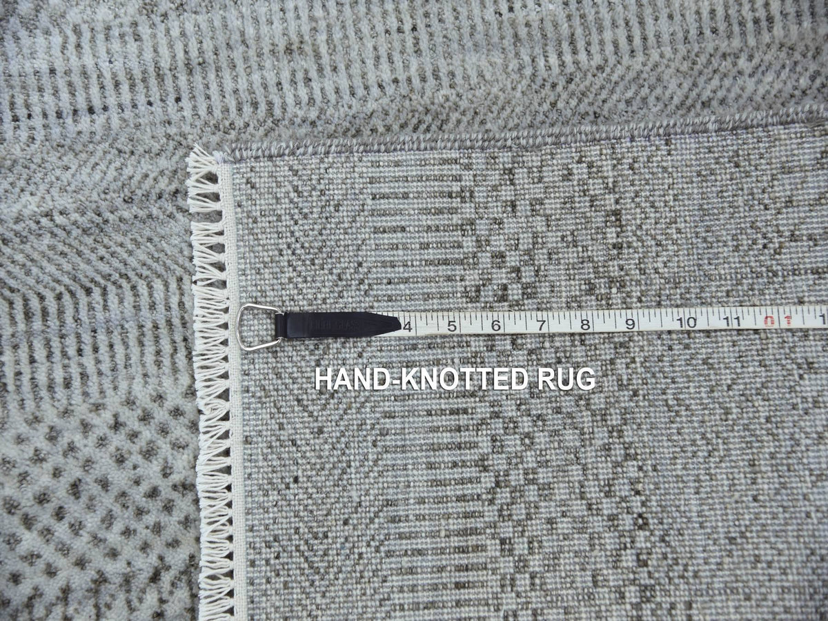 Gabbeh Modern / Contemporary hand-knotted wool/silk runner in Gray, 2'7" x 10' — SKU O079139 (view 7)