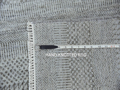 Gabbeh Modern / Contemporary hand-knotted wool/silk runner in Gray, 2'7" x 10' — SKU O079139 (view 7)