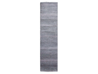 Gabbeh Modern / Contemporary hand-knotted wool/silk runner in Gray, 2'8" x 10'2" — SKU O079140
