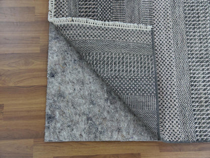 Gabbeh Modern / Contemporary hand-knotted wool/silk runner in Gray, 2'8" x 10'2" — SKU O079140 (view 3)