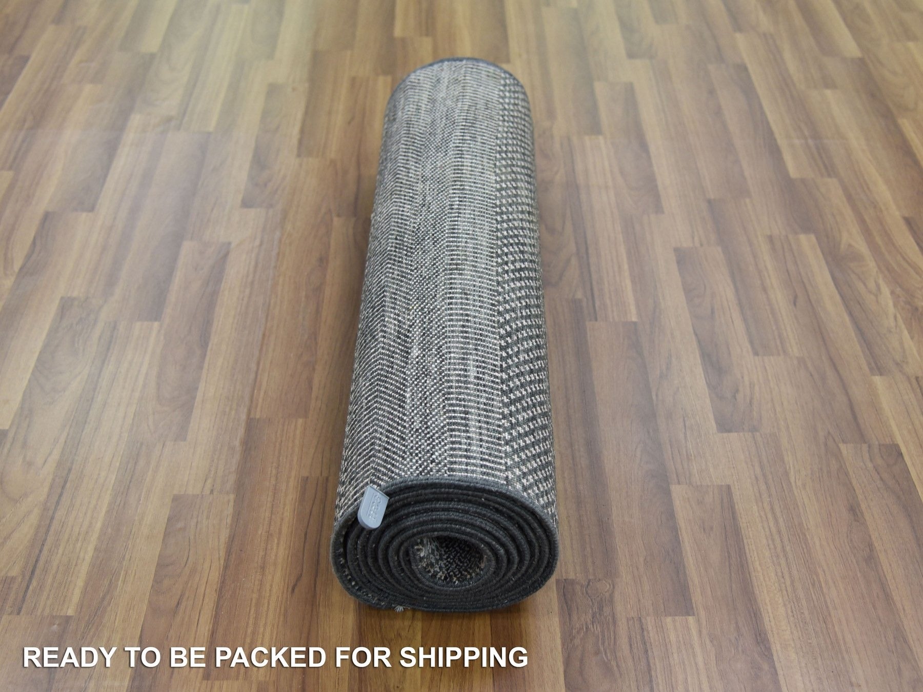 Gabbeh Modern / Contemporary hand-knotted wool/silk runner in Gray, 2'8" x 10'2" — SKU O079140 (view 5)