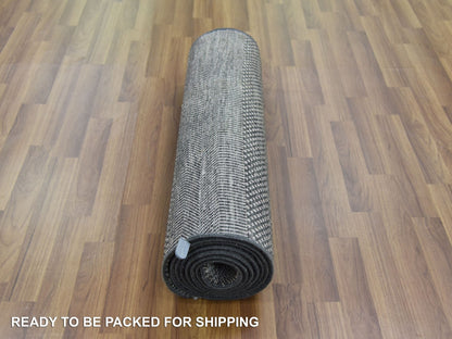 Gabbeh Modern / Contemporary hand-knotted wool/silk runner in Gray, 2'8" x 10'2" — SKU O079140 (view 5)