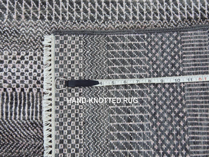 Gabbeh Modern / Contemporary hand-knotted wool/silk runner in Gray, 2'8" x 10'2" — SKU O079140 (view 7)