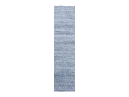 Gabbeh Modern / Contemporary hand-knotted wool/silk runner in Gray, 2'10" x 10'2" — SKU O079147