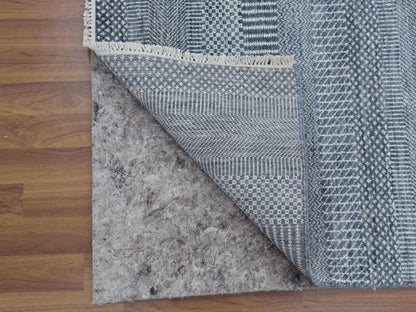 Gabbeh Modern / Contemporary hand-knotted wool/silk runner in Gray, 2'10" x 10'2" — SKU O079147 (view 3)