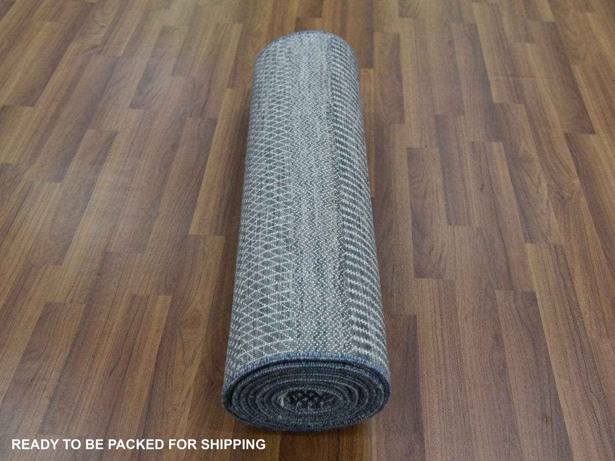Gabbeh Modern / Contemporary hand-knotted wool/silk runner in Gray, 2'10" x 10'2" — SKU O079147 (view 5)