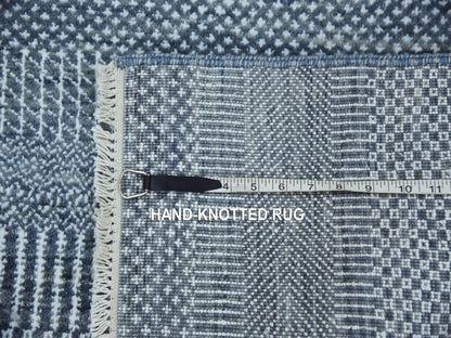Gabbeh Modern / Contemporary hand-knotted wool/silk runner in Gray, 2'10" x 10'2" — SKU O079147 (view 7)