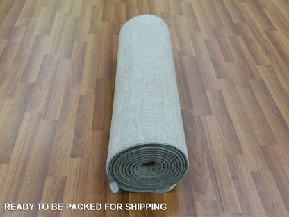 Blue 2'8" x 15'0" Modern and Contemporary Hand knotted Wool/Silk Rug - Sku: O079152