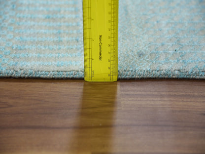 Blue 2'8" x 15'0" Modern and Contemporary Hand knotted Wool/Silk Rug - Sku: O079152