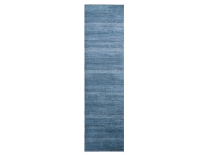 Blue 2'9" x 11'4" Modern and Contemporary Hand knotted Wool/Silk Rug - Sku: O079154