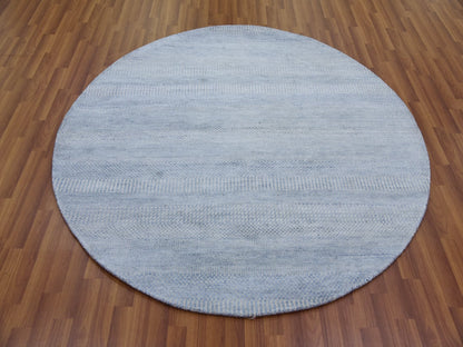 Blue 5'10" x 5'10" Modern and Contemporary Hand knotted Wool/Silk Rug - Sku: O079157