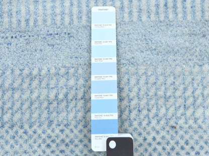 Blue 5'10" x 5'10" Modern and Contemporary Hand knotted Wool/Silk Rug - Sku: O079157