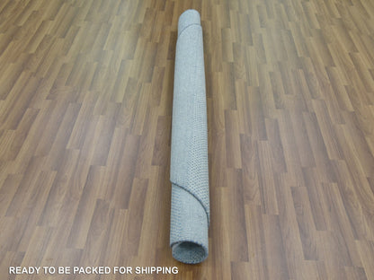 Blue 5'10" x 5'10" Modern and Contemporary Hand knotted Wool/Silk Rug - Sku: O079157